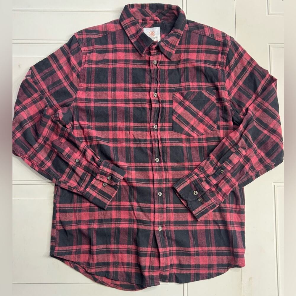 Cloudveil Mountain Works Shirt Mens Large Red Black Plaid Flannel Hiking Rustic